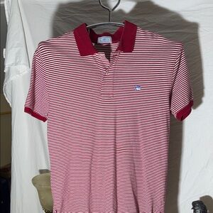 Southern Tide Red and White Narrow-Strip Polo
